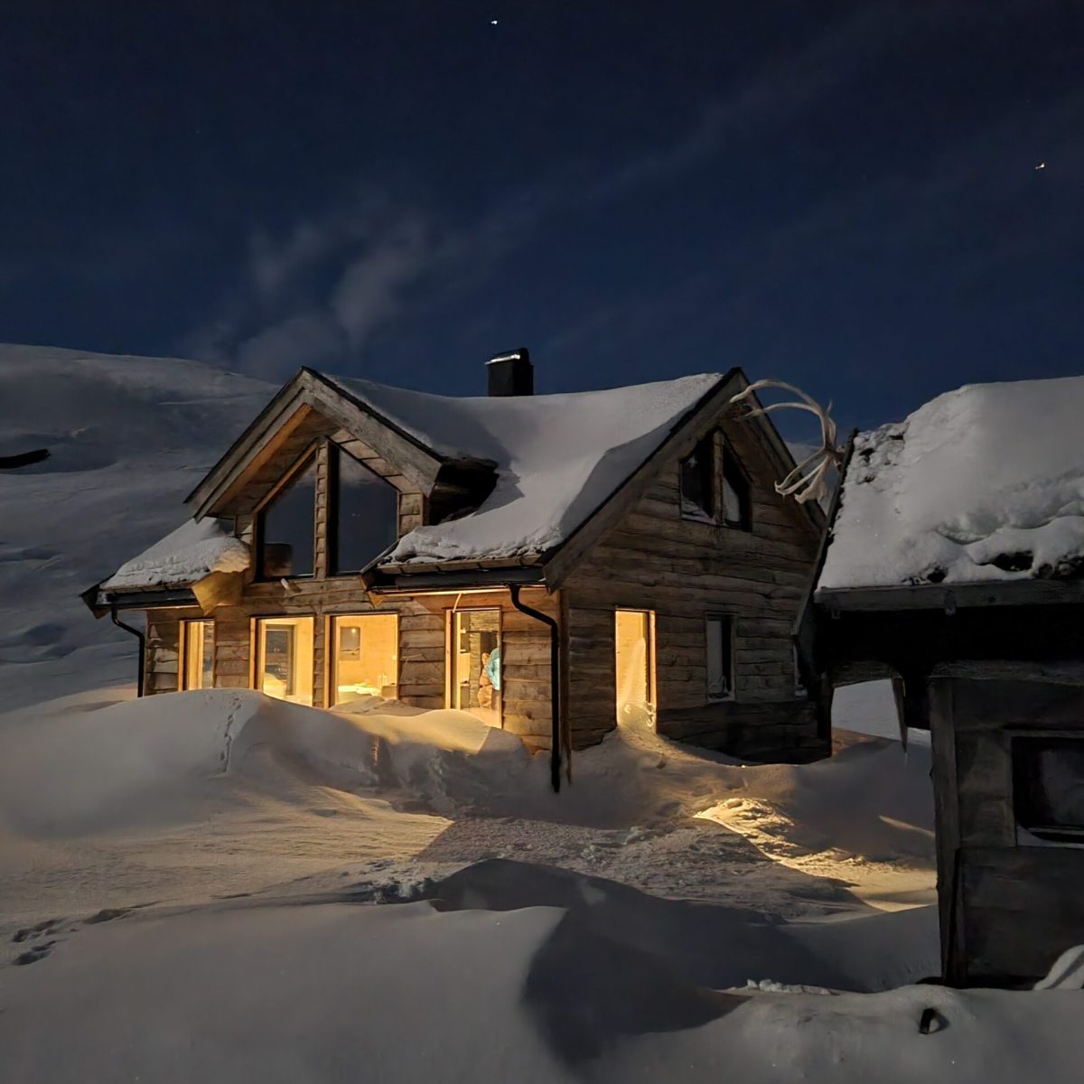 a building covered in snow