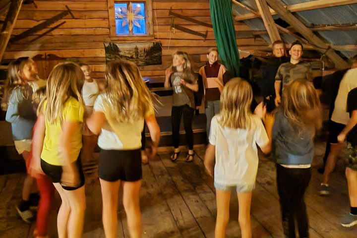 a group of people dancing