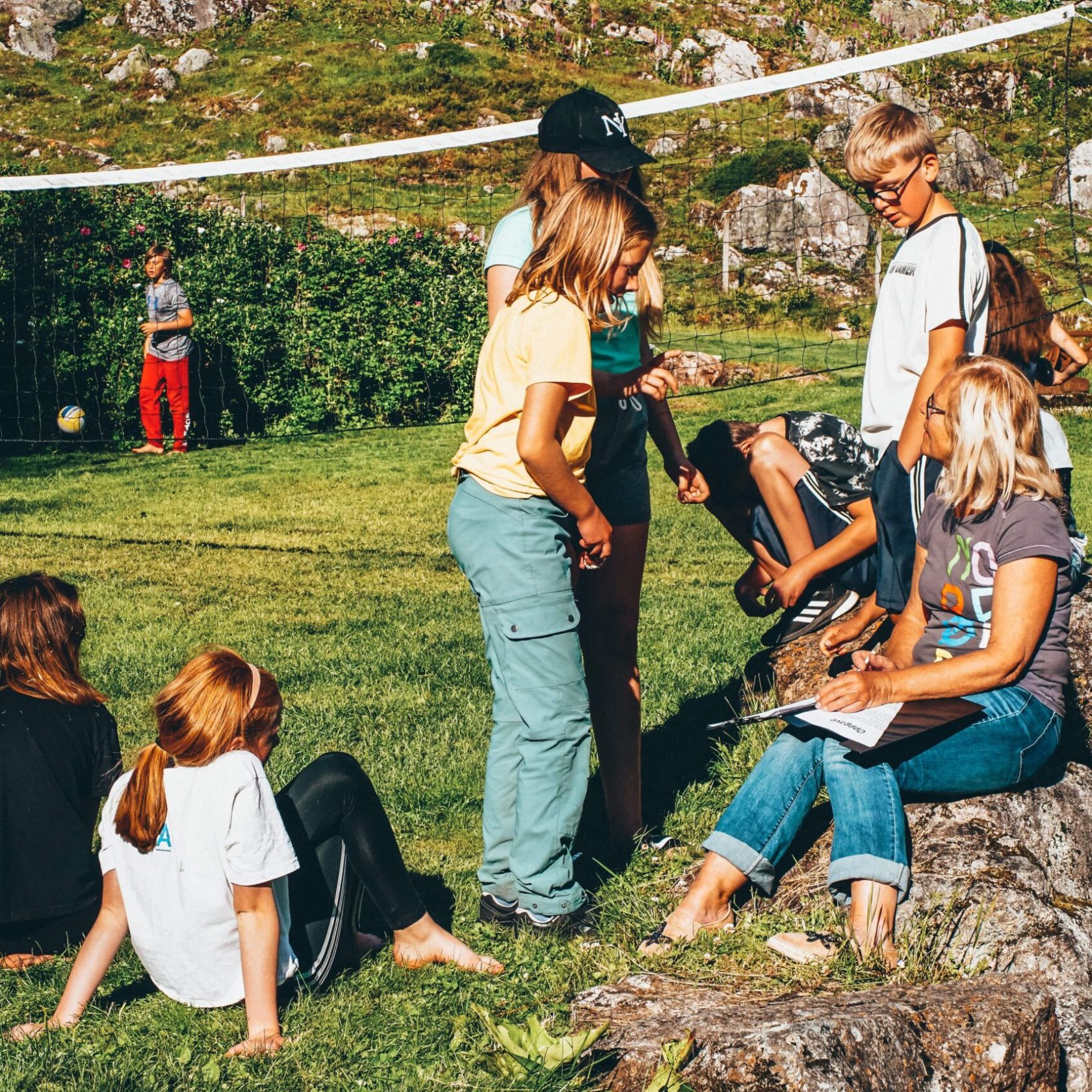 a group of people in a field
