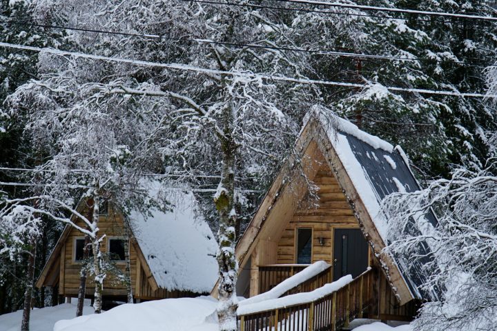 a house covered in snow