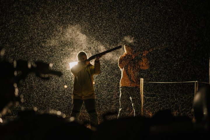 Clay pigeons shooting